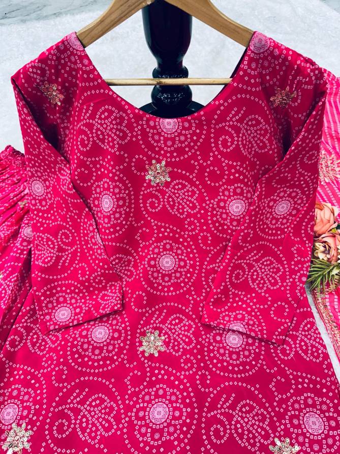 Krishi Bandhani Printed Georgette Sharara Readymade Suits Wholesale Price In Surat
